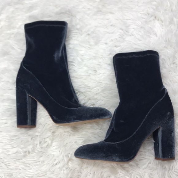 Sam Edelman Faux Velvet Zip Up Heeled Boots - Picture 2 of 10